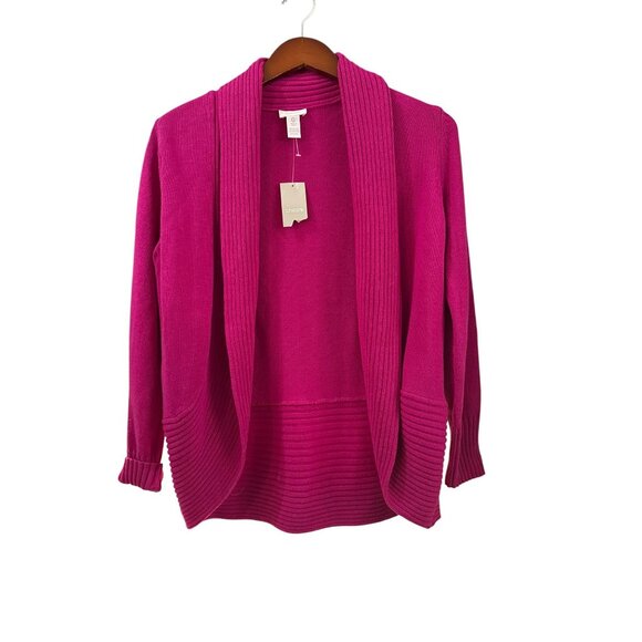 Chicos Roxanne Rib Cocoon Sweater Pink  Womens Size 0 SMALL Open Front Cardigan - Picture 1 of 4